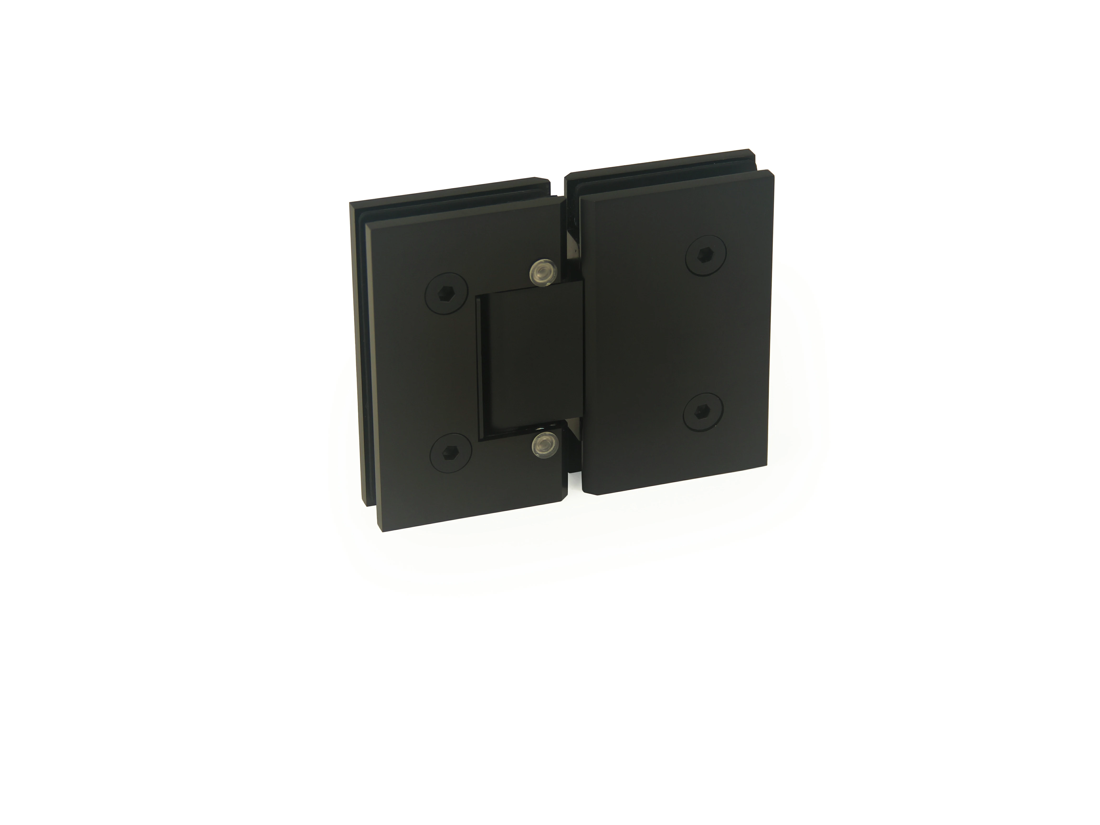 H14-Series Black Beveled Profile with Covers Glass to Glass 180° Square Profile Shower Door Hinges