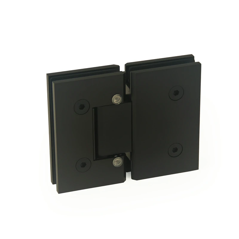 H14-Series Black Beveled Profile with Covers Glass to Glass 180° Square Profile Shower Door Hinges