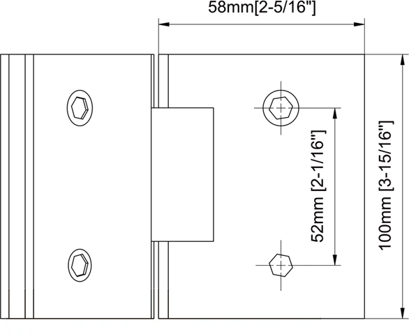 Black Square Profile 135°Glass to Glass Shower Door Hinges Size