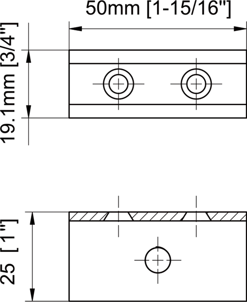 Black Square Wall Mount U-SHAPE glass clamp Size