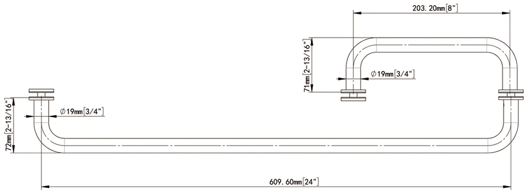 Brushed Nickel With Metal Washers Round Profile Pull & Towel Bar Combo Size1