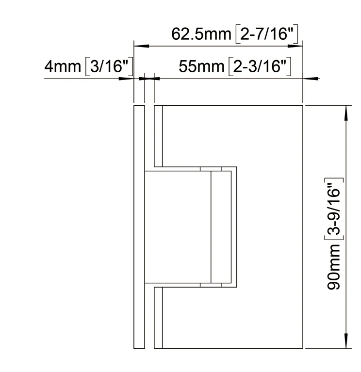 Glass to Wall Shower Door Hinges Size