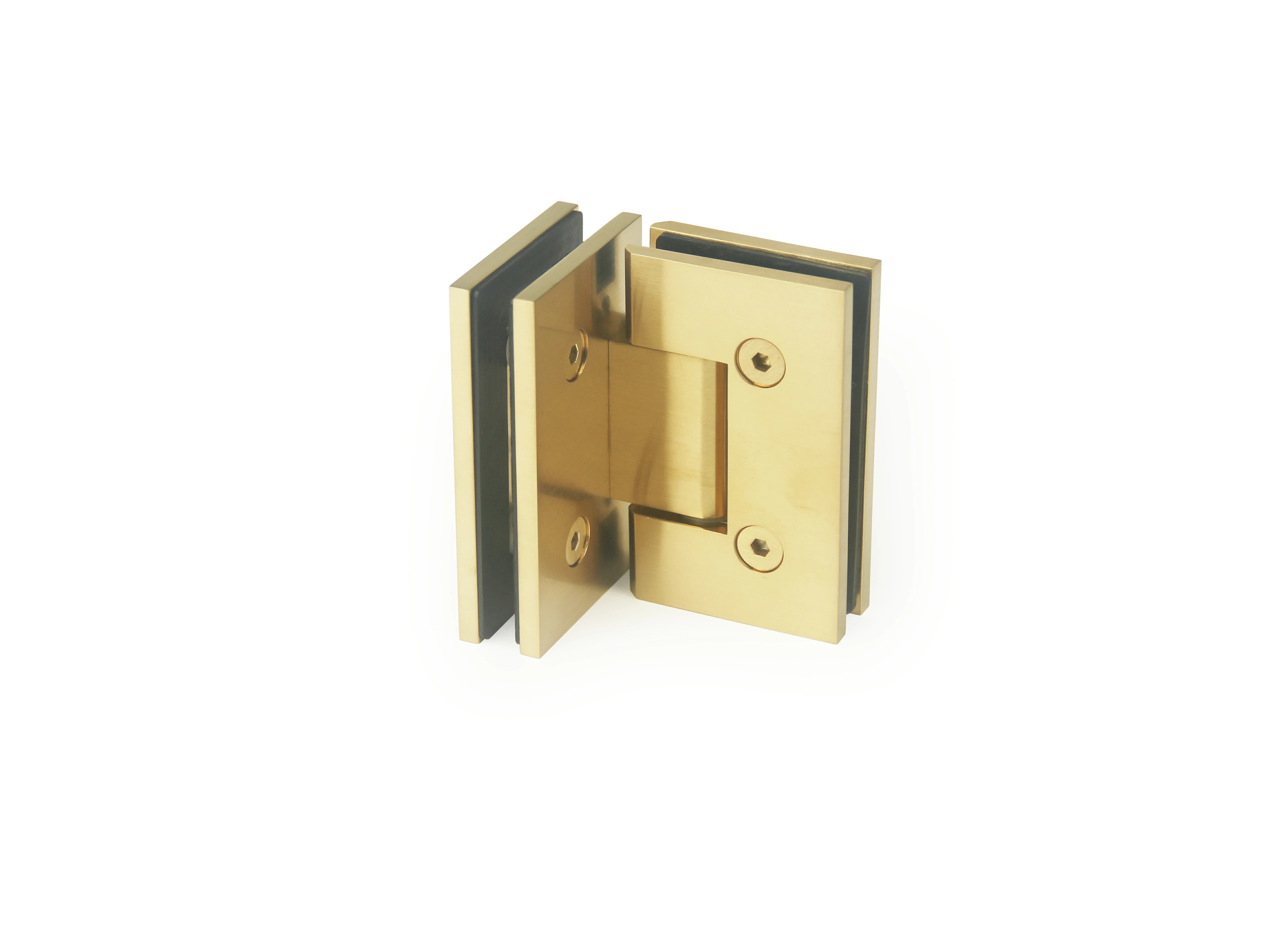 H14-Series Gold Adjustable Allen Set Screws Glass to Glass 90°Square Profile Shower Door Hinges