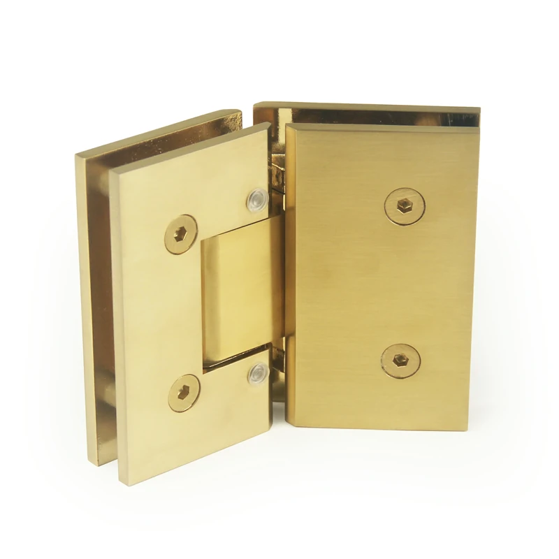 H10-Series Gold Beveled Profile with Covers Glass to Glass 135°Square Profile Shower Door Hinges