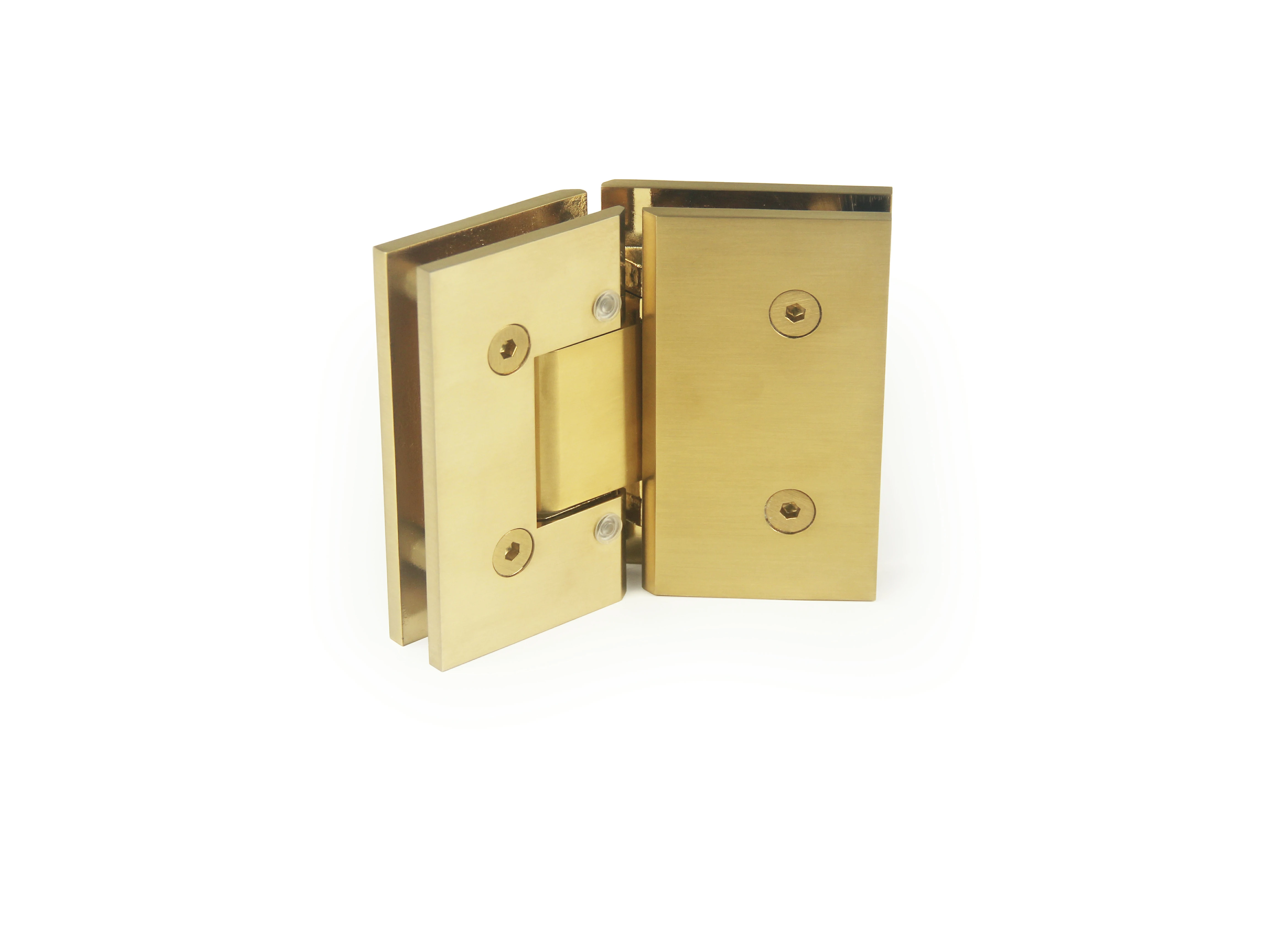 H10-Series Gold Beveled Profile with Covers Glass to Glass 135°Square Profile Shower Door Hinges