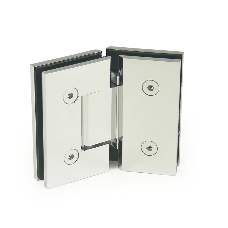 H14-Series Gold Beveled Profile with Covers Glass to Glass 135° Square Profile Shower Door Hinges