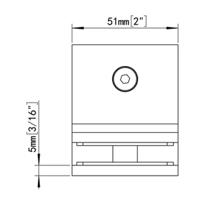 Mirror Chrome Finish 90°Glass to Glass Square Wall Mount & Glass Clamp Size1
