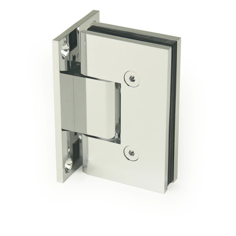 H13-Series Mirror Chrome Finish Beveled Profile with Covers Square Glass to Wall Shower Door Hinges