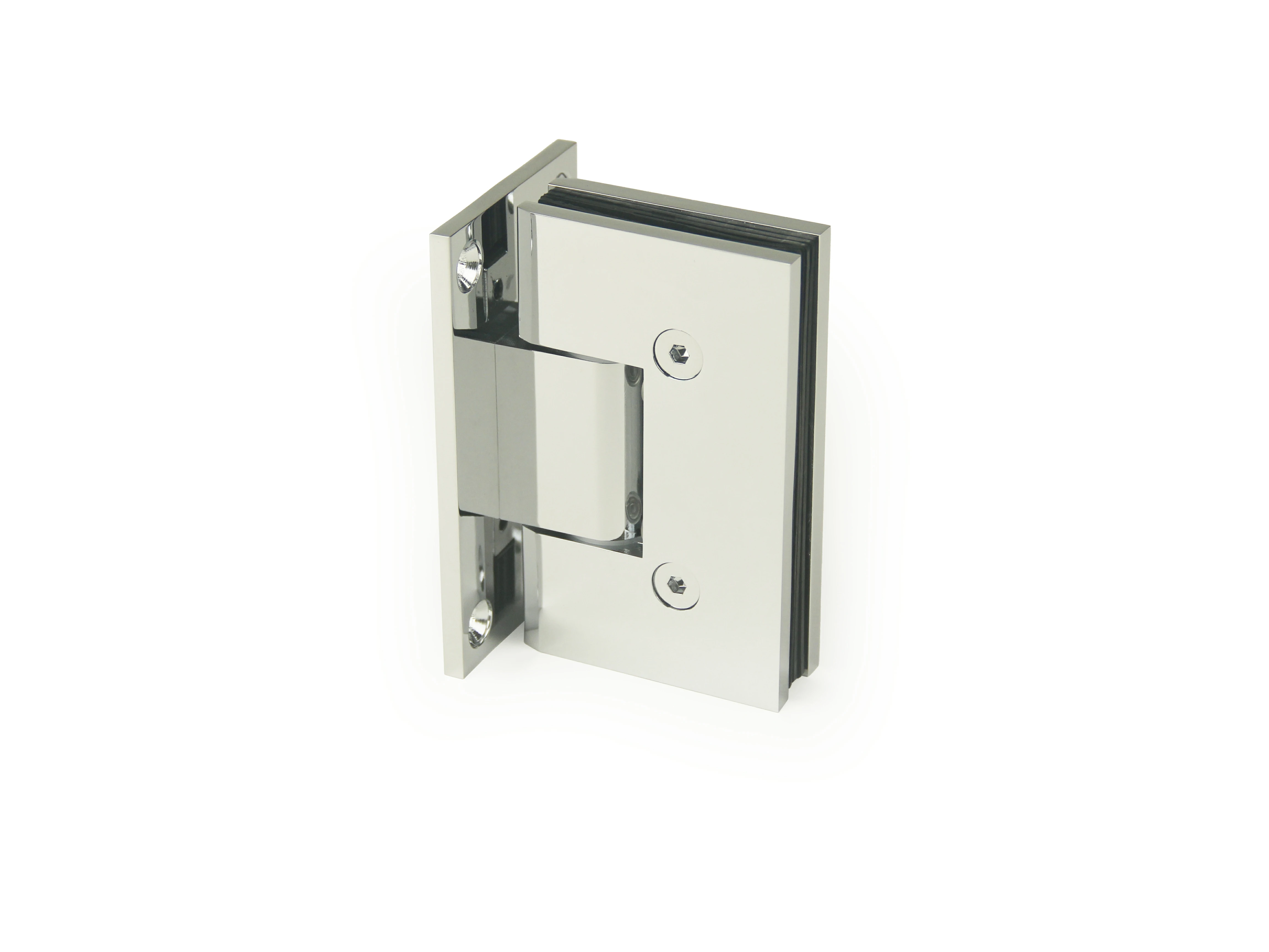 H13-Series Mirror Chrome Finish Beveled Profile with Covers Square Glass to Wall Shower Door Hinges