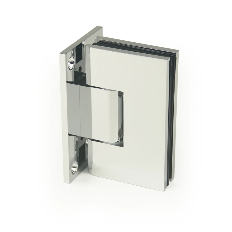 H13-Series Mirror Chrome Finish Beveled Profile with Covers Square Glass to Wall Shower Door Hinges