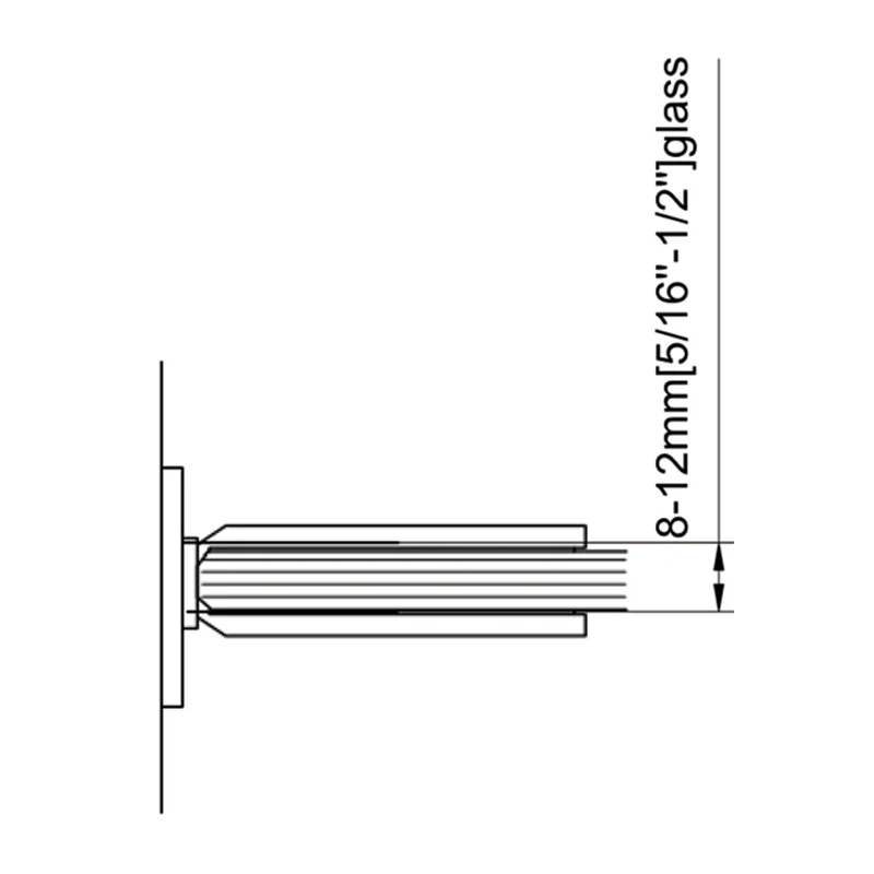 Mirror Chrome Finish Beveled Profile with Covers Square Glass to Wall Shower Door Hinges