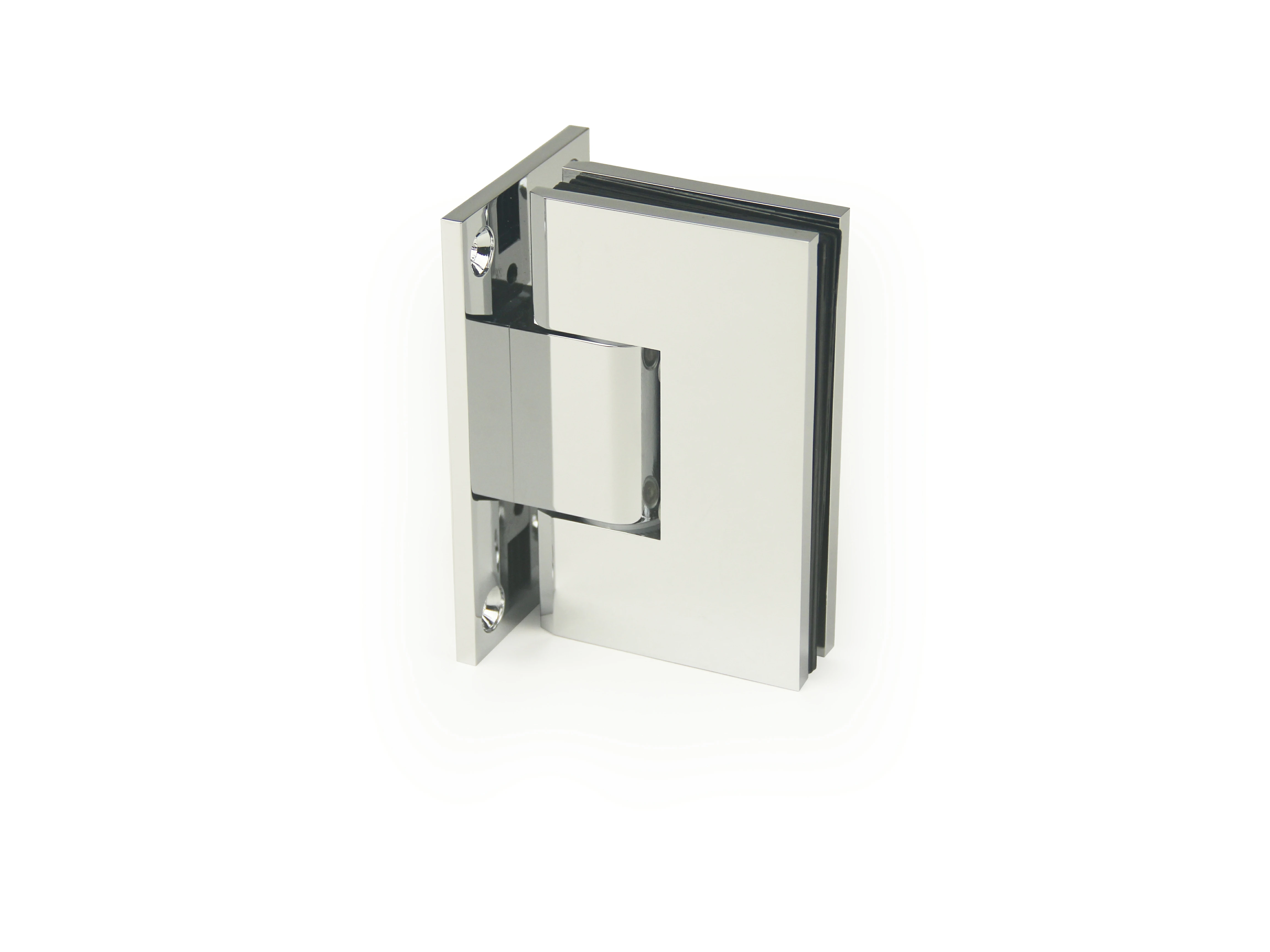 H13-Series Mirror Chrome Finish Beveled Profile with Covers Square Glass to Wall Shower Door Hinges