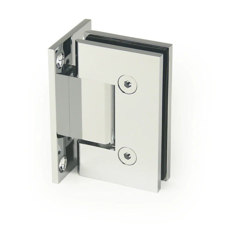 H14-Series Mirror Chrome Finish Beveled Profile with Covers Square Glass to Wall Shower Door Hinges
