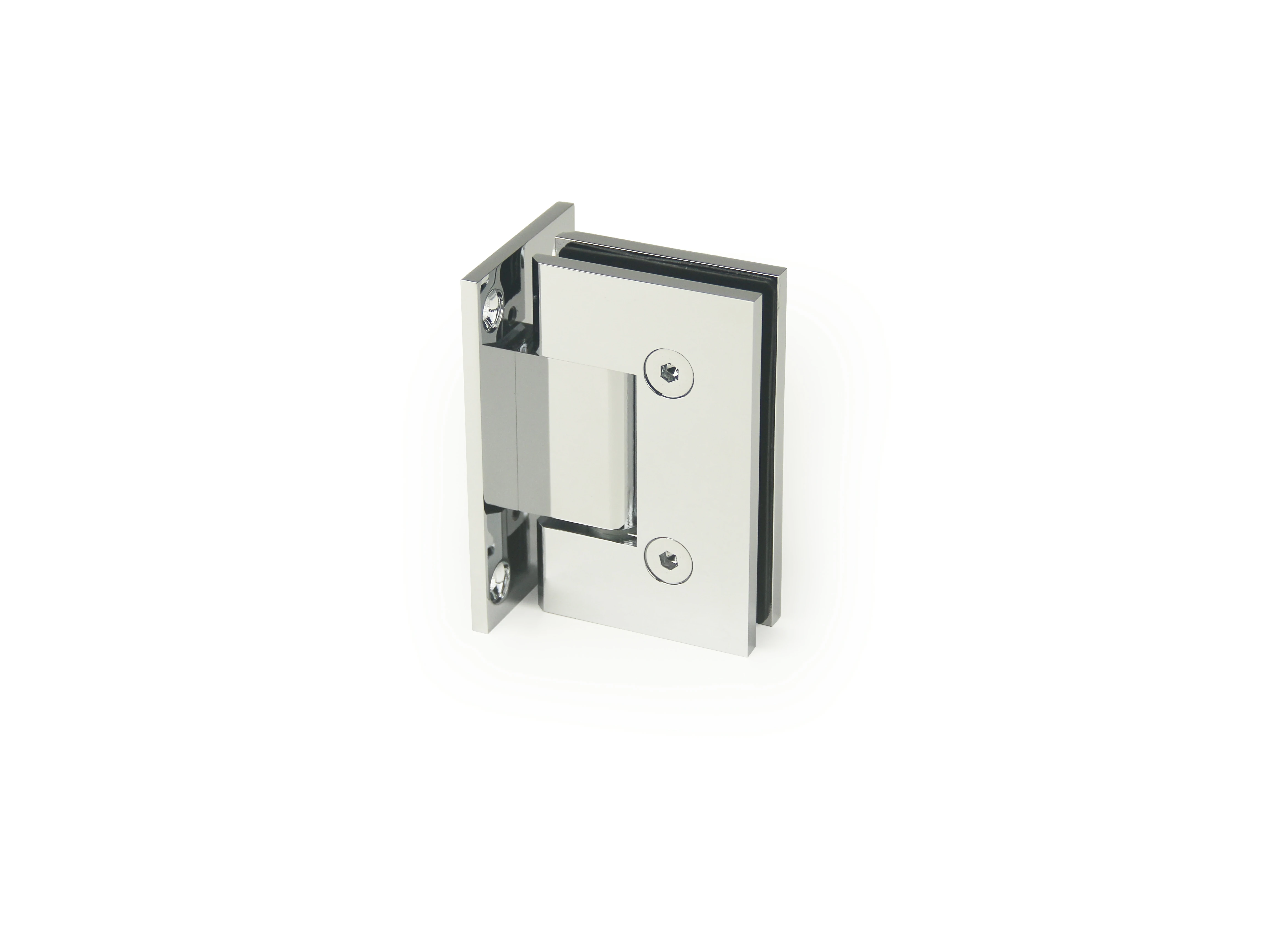 H14-Series Mirror Chrome Finish Beveled Profile with Covers Square Glass to Wall Shower Door Hinges