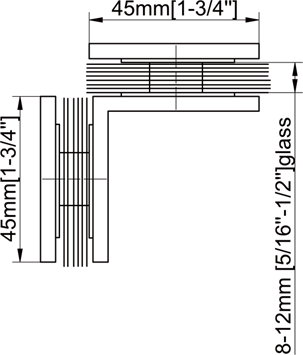 Mirror Chrome Finish Glass to Wall Square Glass Clamp Size1