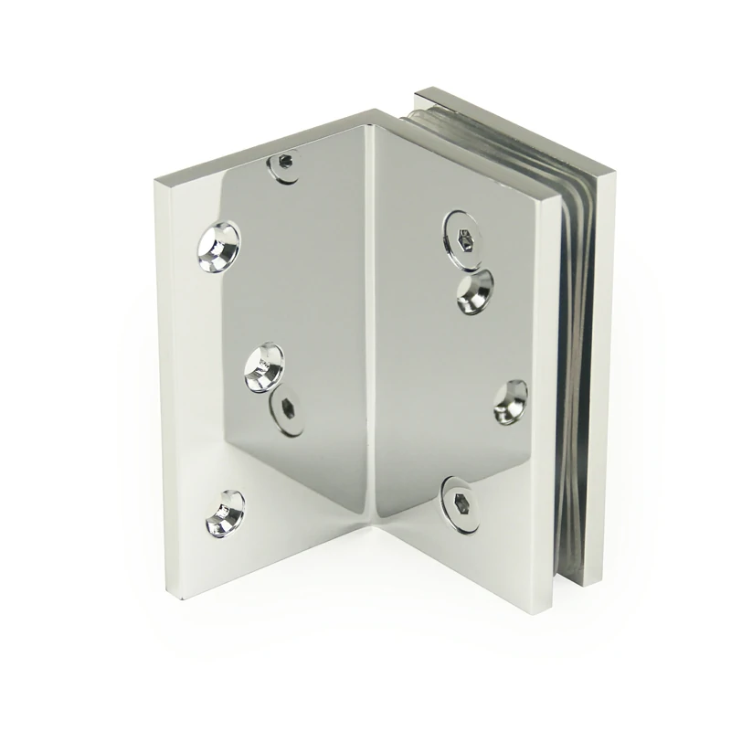 Mirror Chrome Finish Glass to Wall Square Wall Mount & Glass Clamp