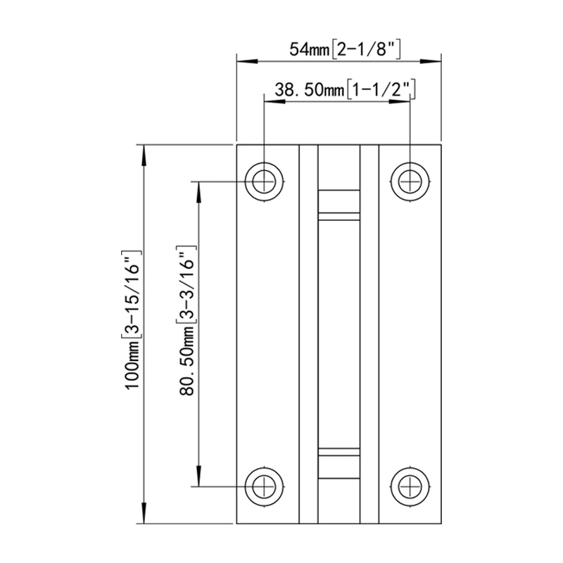 Mirror Chrome Finish Square Profile Glass to Wall Shower Door Hinges Size1