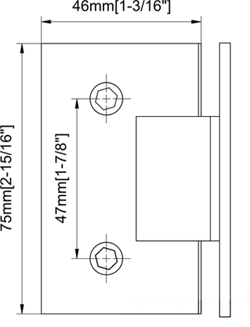 Mirror Chrome Finish Square Profile with Mesh Glass to Wall Shower Door Hinges Size