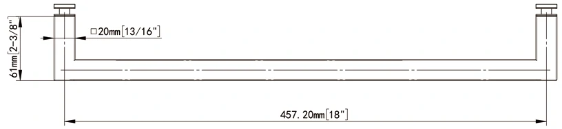 Mitered Corners Single-Sided Tubular Style Towel Bar FD20*18 Size