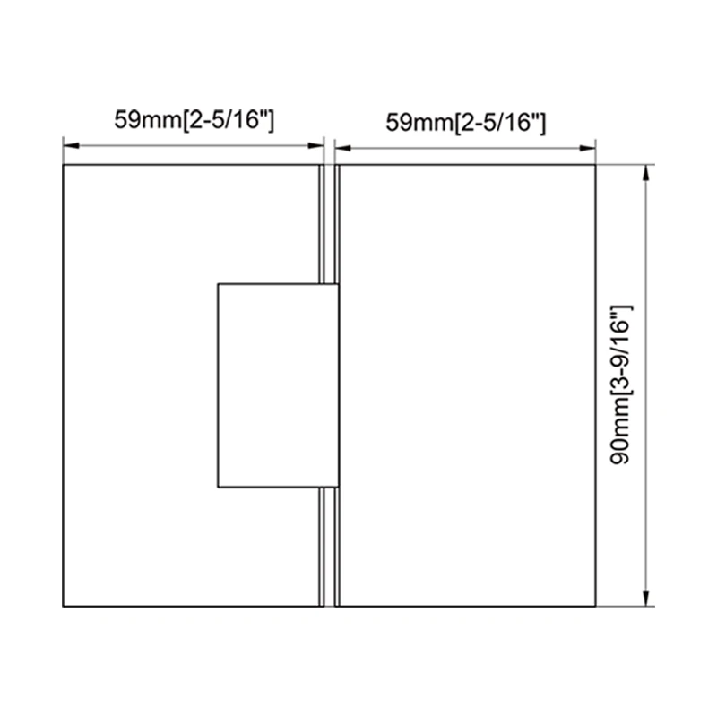 Radius Corners Profile 180°Glass to Glass Shower Door Hinges Size