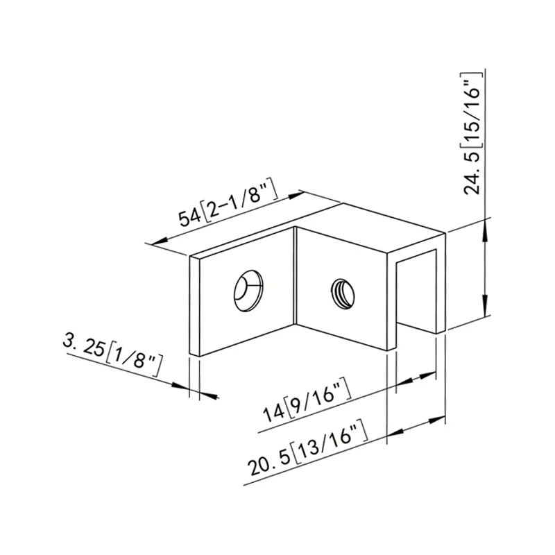 Right Wall Mount Sleeve-Over Bracket Shower Glass Clamp Size