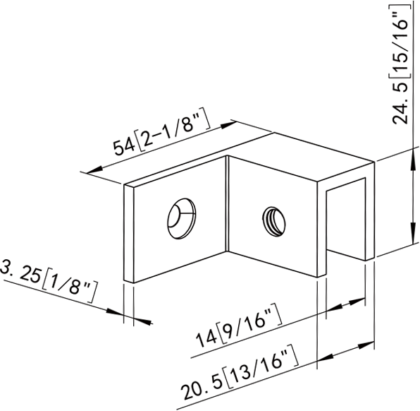 Right Wall Mount Sleeve-Over Bracket Shower Glass Clamp Size