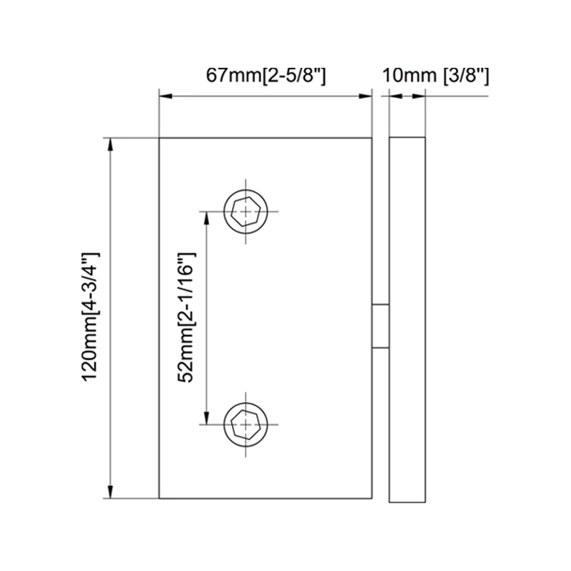 Square Mount Pivot Shower Door Hinges Size