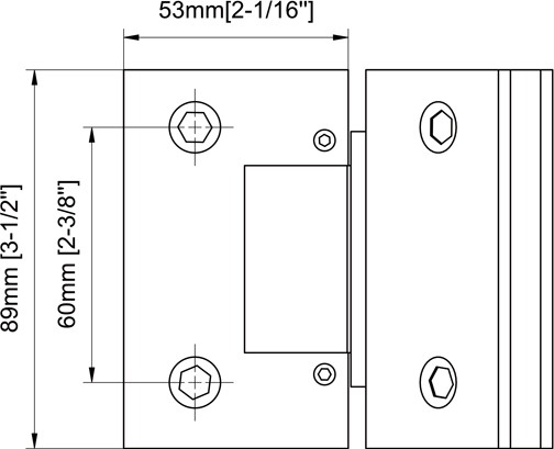 Square Profile Glass to Glass 135°Shower Door Hinges Size