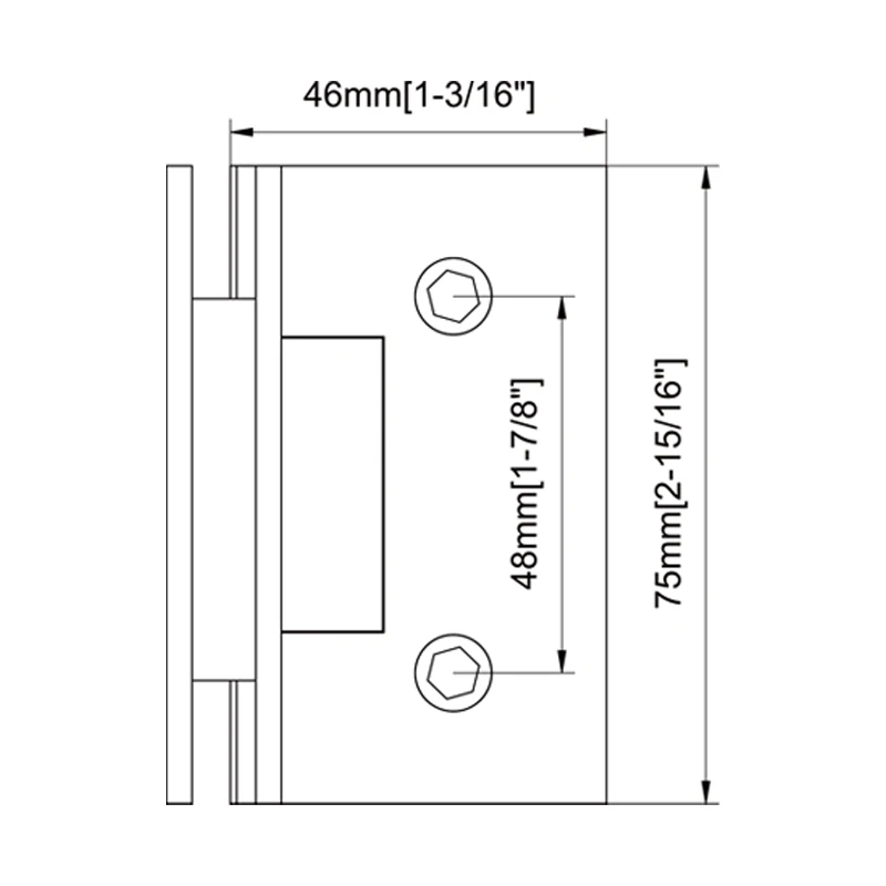 Square Profile with Mesh 90°Glass to Glass Shower Door Hinges Size
