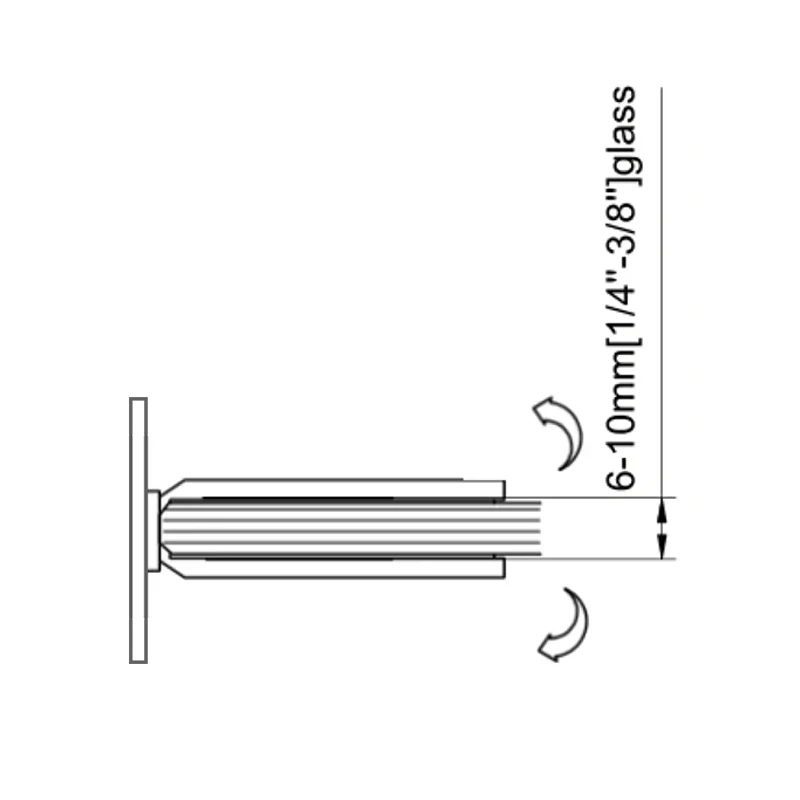 Square Profile with Mesh Glass to Wall Shower Door Hinges Size1