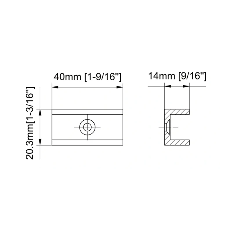 Square Wall Mount U-SHAPE glass clamp size