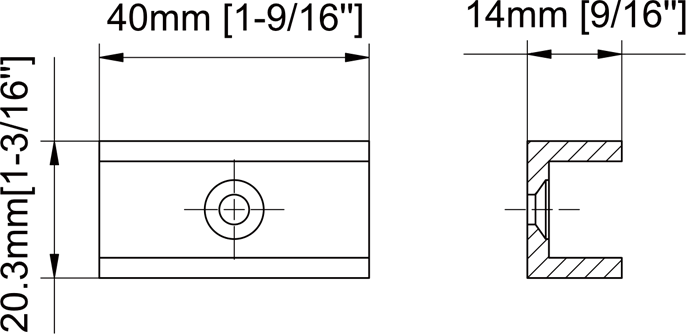 Square Wall Mount U-SHAPE glass clamp size