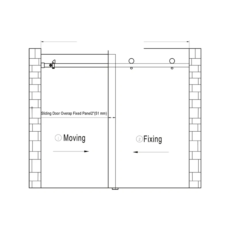 Wall Mount 180°Sliding Shower Door Kits Size
