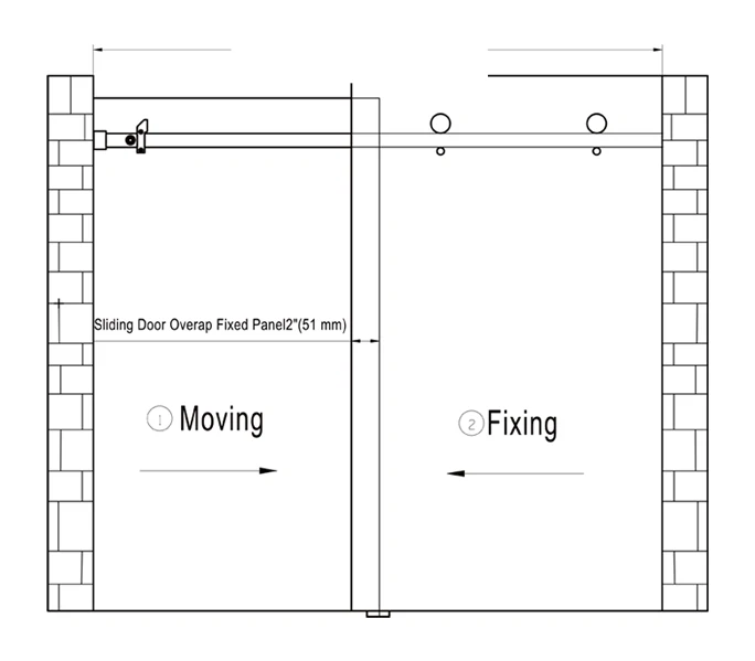 Wall Mount 180°Sliding Shower Door Kits Size