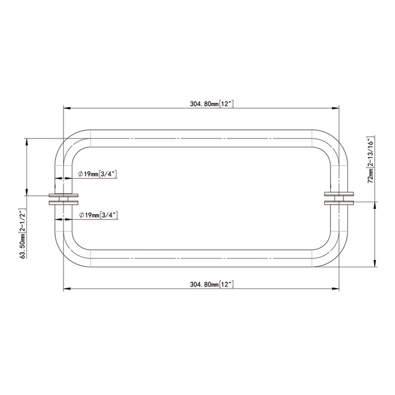 With Metal Washers Back-to-Back Tubular Style Towel Bars 19*12 Size