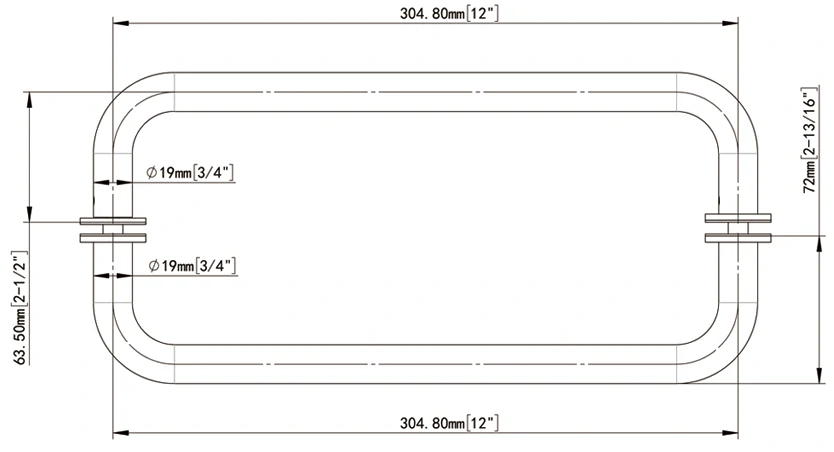 With Metal Washers Back-to-Back Tubular Style Towel Bars 19*12 Size