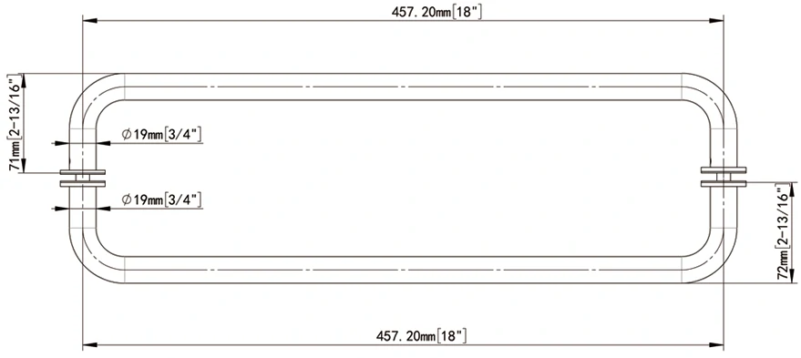 With Metal Washers Back-to-Back Tubular Style Towel Bars 19*18 Size