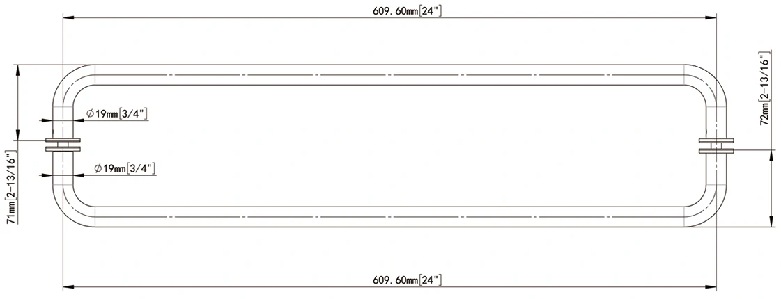 With Metal Washers Back-to-Back Tubular Style Towel Bars 24 Size