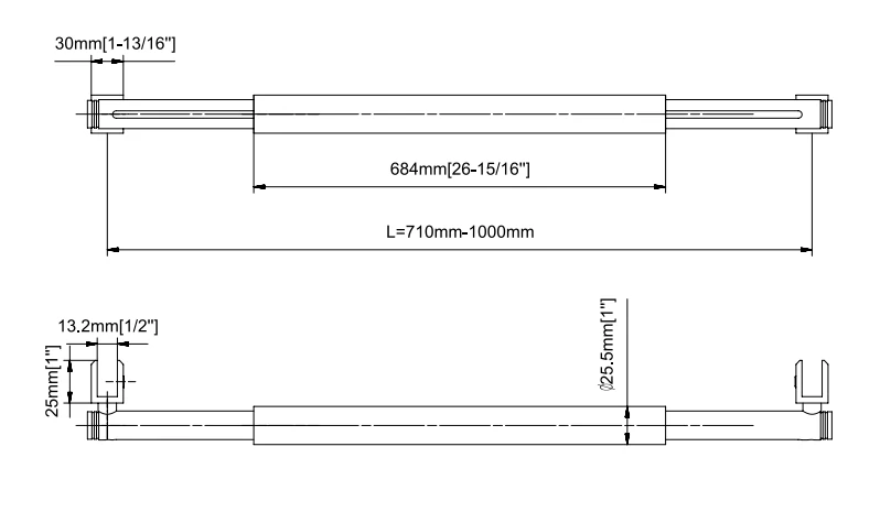 With Metal Washers Glass to Glass Round Support Bar & Accessories 700mm Size