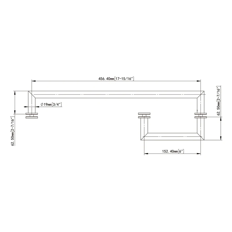 With Metal Washers Round Profile Pull & Towel Bar Combo YHCD-19x6x24 Size