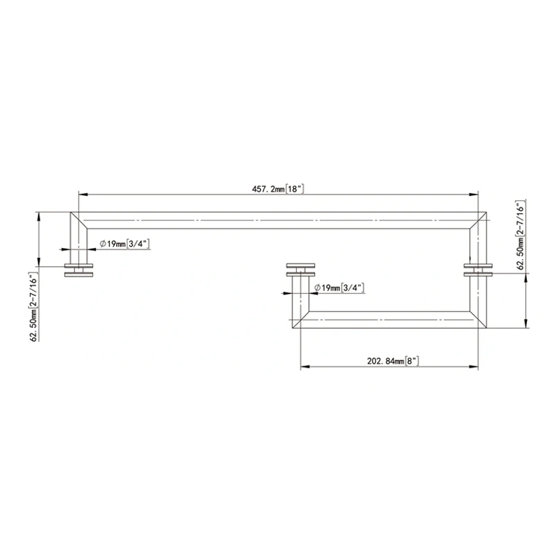 With Metal Washers Round Profile Pull & Towel Bar Combo YHCD-19x8x18 Size