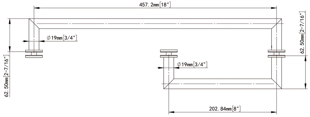 With Metal Washers Round Profile Pull & Towel Bar Combo YHCD-19x8x18 Size