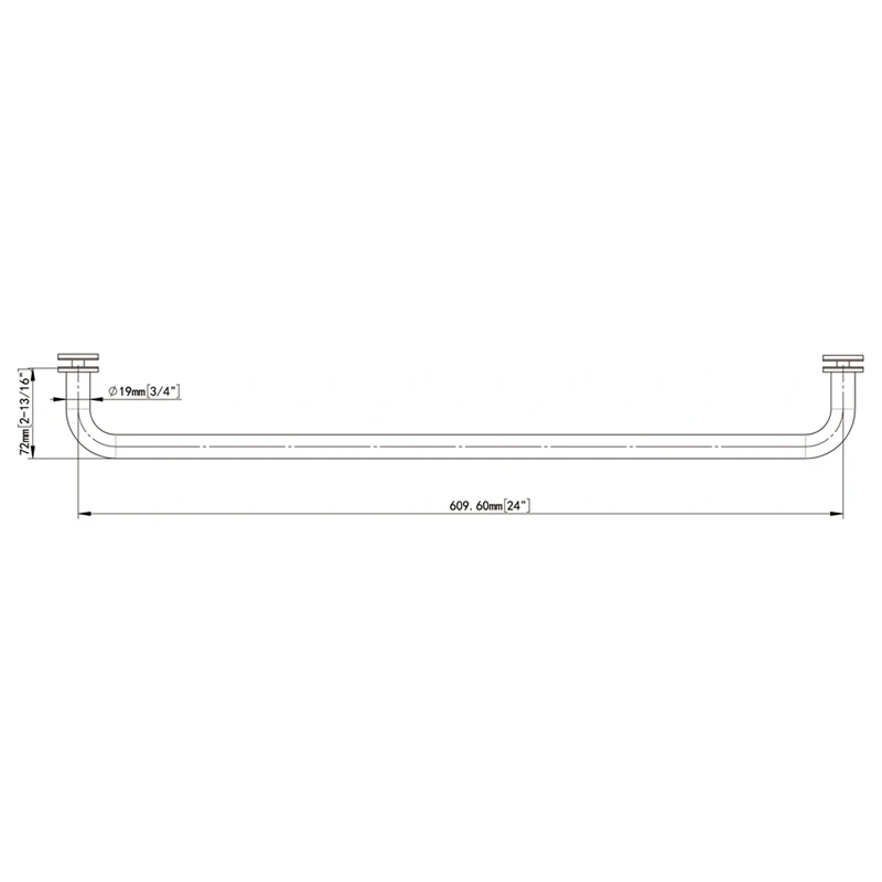 With Metal Washers Single-Sided Tubular Style Towel Bar 19*24 Size