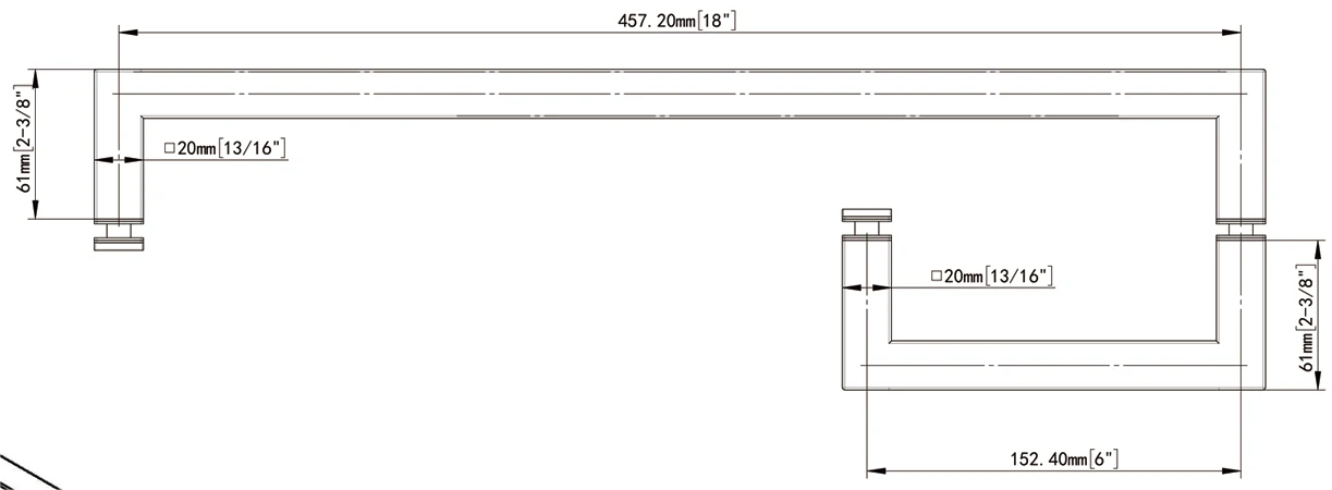 With Metal Washers Square Profile Pull & Towel Bar Combo FCD-20x20x6x18 Size