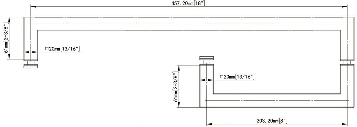 With Metal Washers Square Profile Pull & Towel Bar Combo FCD-20x20x8x18 Size