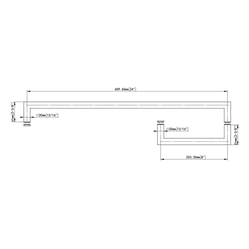 With Metal Washers Square Profile Pull & Towel Bar Combo FCD-20x20x6x24 Size