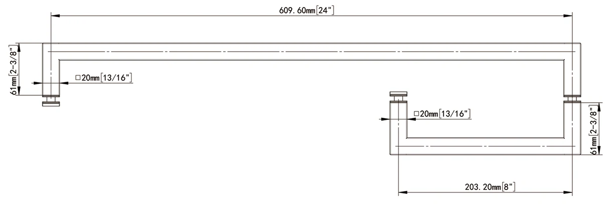 With Metal Washers Square Profile Pull & Towel Bar Combo FCD-20x20x6x24 Size