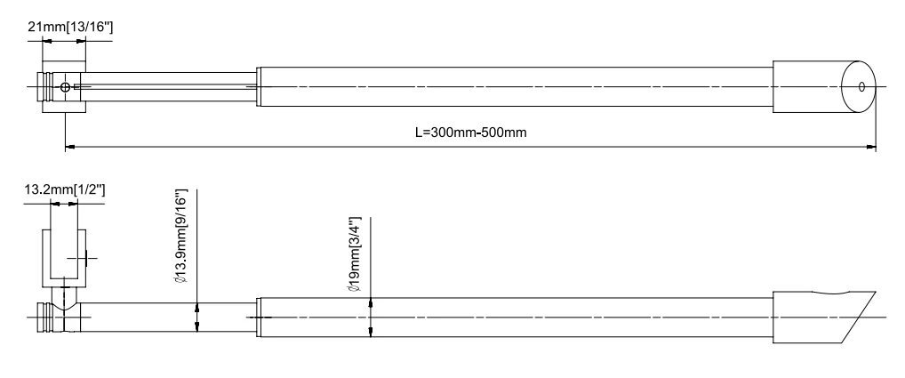 With Metal Washers Wall to Glass Round Support Bar & Accessories 300~500mm-size