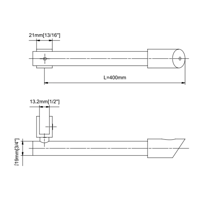 With Metal Washers Wall to Glass Round Support Bar & Accessories 400mm Size