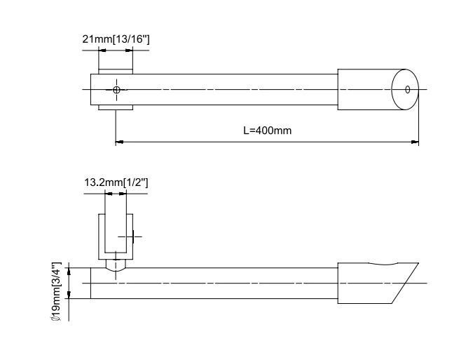 With Metal Washers Wall to Glass Round Support Bar & Accessories 400mm Size